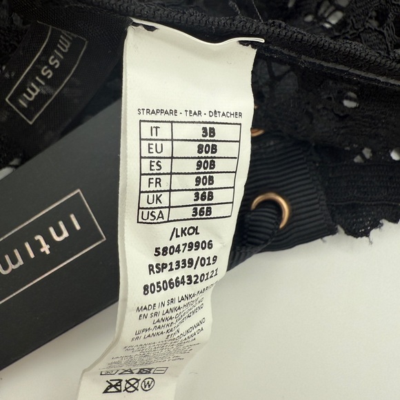 NWT Intimissimi Women’s Italian lace bandeau Strapless bra 36B Black And Gold - Picture 6 of 6